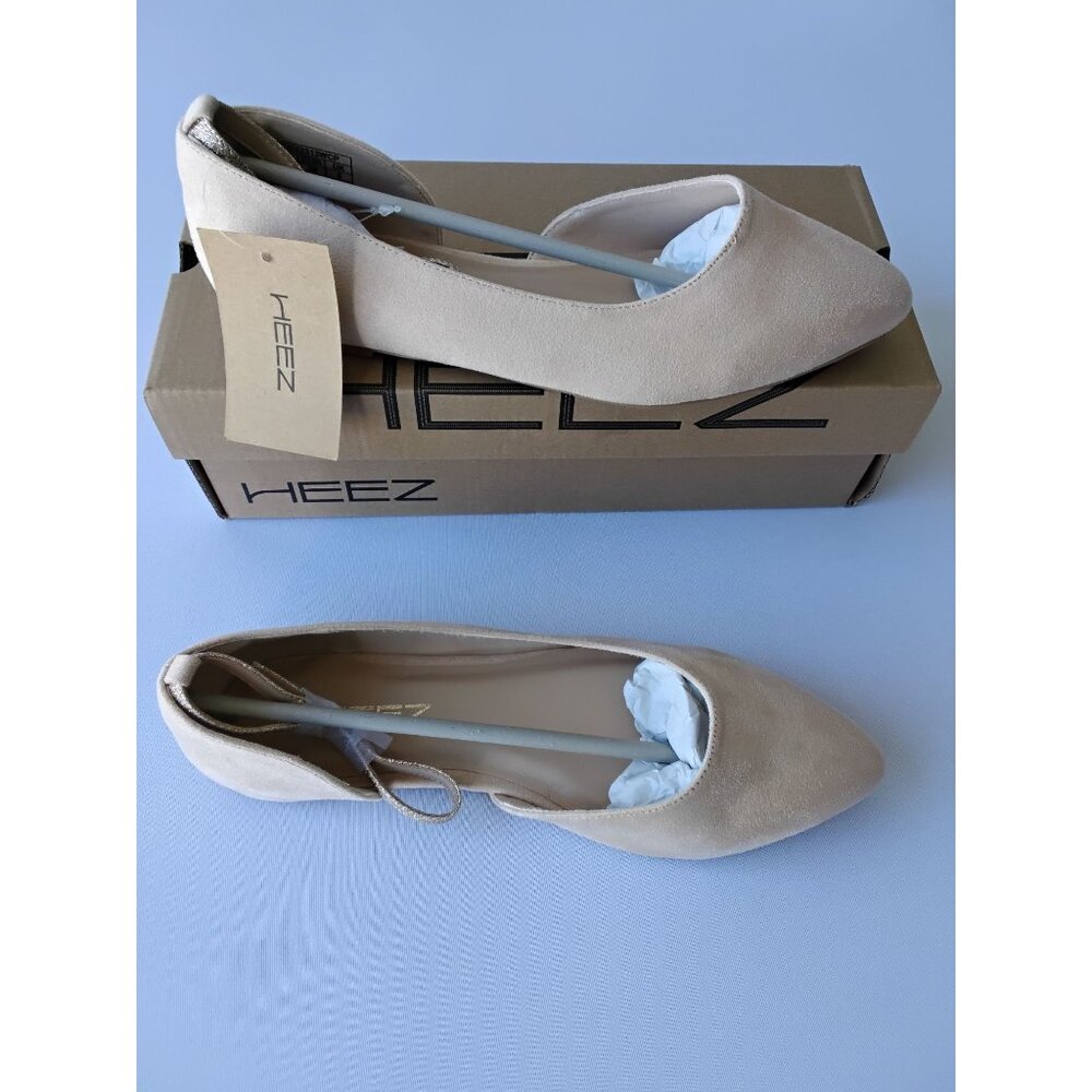 Women's Apricot Suede Flats – Comfy, Stylish, 2-in-1 Look (Slip-On) Size - Picture 3 of 8